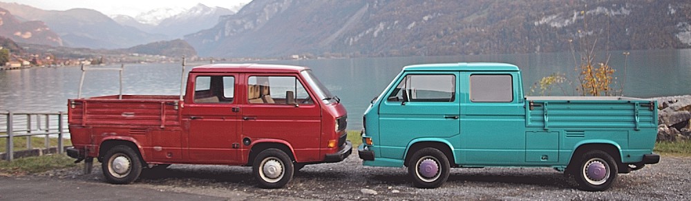 Klassische, Kultige, Hippie, Youngtimer, Oldtimer, Veteranen Automobile wie VW Bus T1, T2, T3 Panel Van, Split Windows, VW Camper Westfalia, Citroen 2CV, Mehari, Alfaromeo bei Kult-Automobile in Interlaken